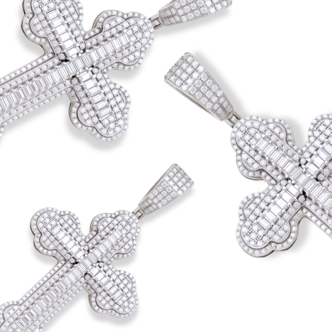 Moissanite Cross Pendant in 925 Sterling Silver