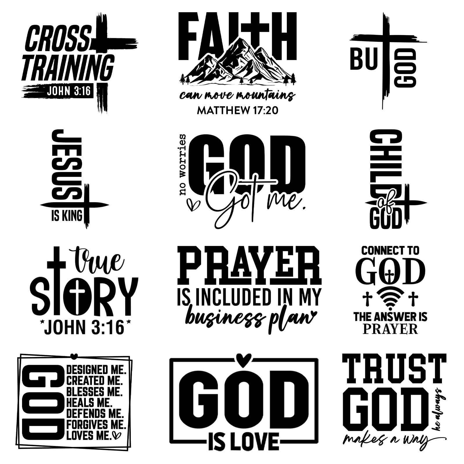 Amazingxy 9Pcs Religious Iron-On Decals DIY Heat Transfer Stickers