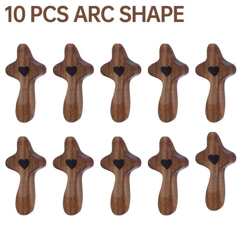 A Set Of 10 Wooden Holy Object Bags, Made Of Black Walnut Wood, Featuring Heart-shaped Patterns, Are Comforting Gifts With Religious Significance. They Are Encouraging Gifts For Christians And Handhel