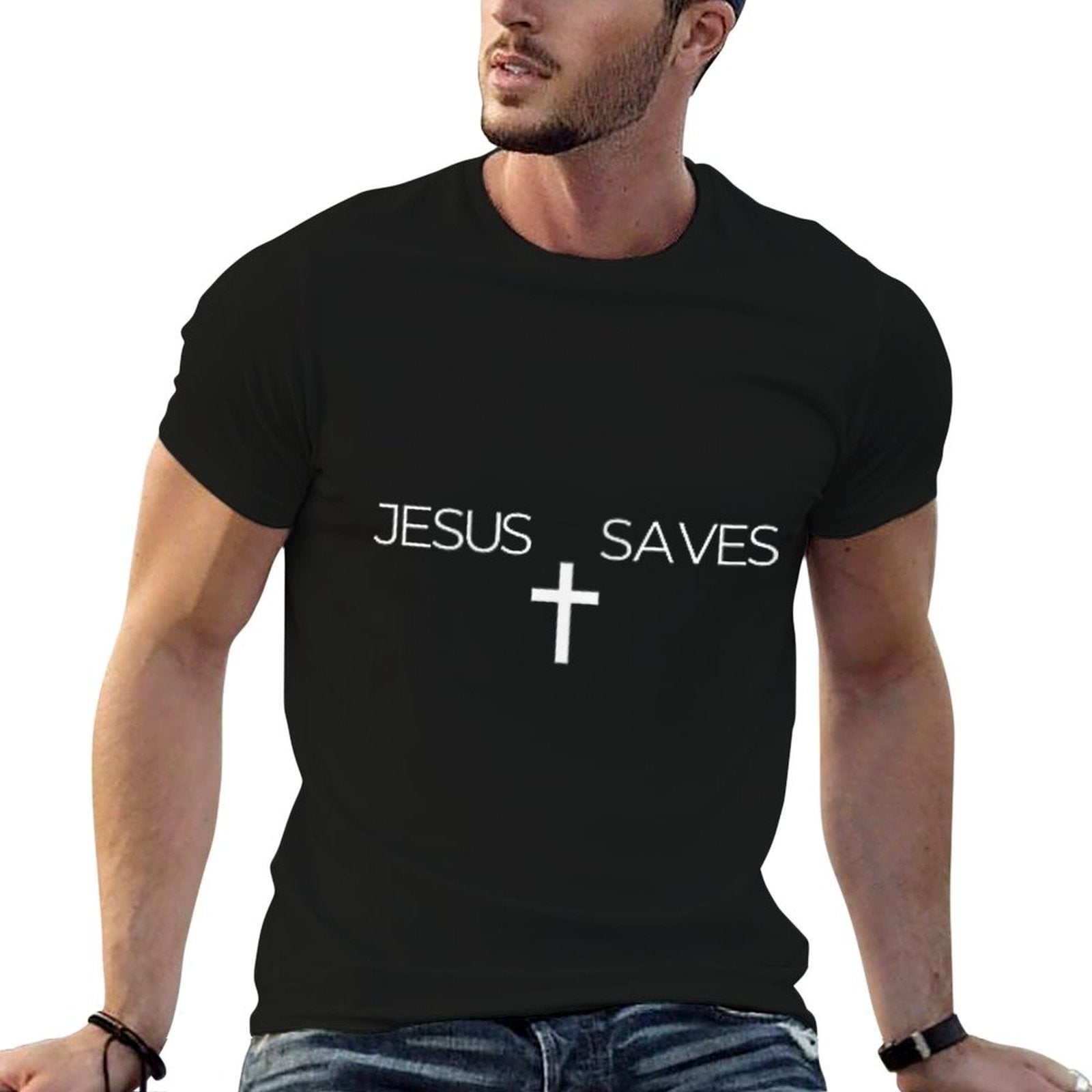 Jesus Saves Cross Subtle Christian Minimal Religious Faith  Stretchy T-Shirt