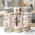 Boho Christian Cross 20oz Personalized Tumbler With Lid and Stainless Steel Straw, Vintage Floral Quotes Gift Cup