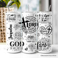 Floral Cross Bible Verses 20oz Personalized Tumbler With Lid and Stainless Steel Straw, Vintage Christian Affirmation Gift Cup