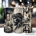 Patriotic Christian 20oz Personalized Tumbler With Lid and Stainless Steel Straw, One Nation Under God Gift Cup