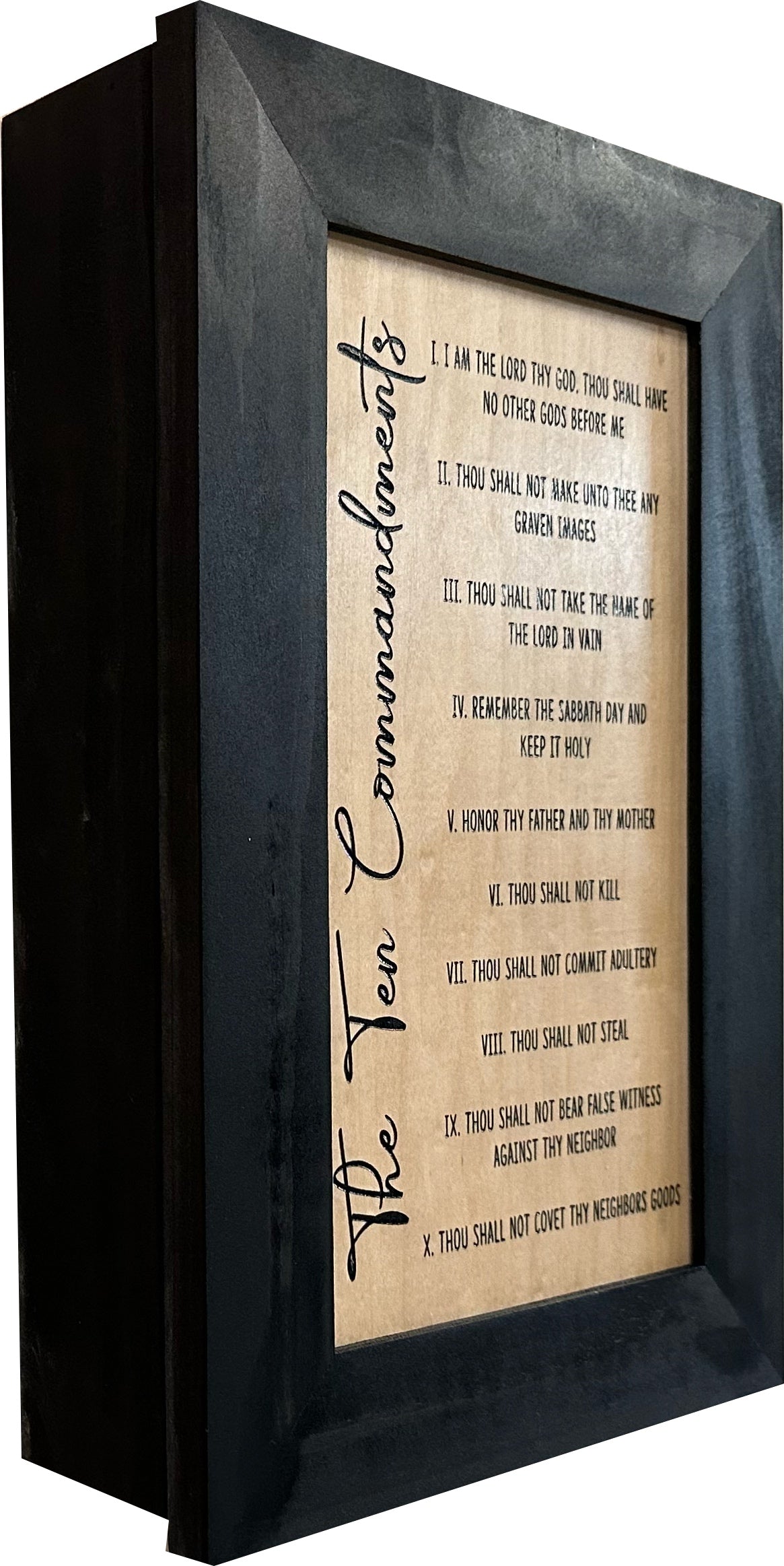 Ten Commandments Religious Gun Concealment Furniture - Handcrafted Hidden Gun Storage Wall Decor - Hidden Gun Shelf with Magnetic Lock for Quick Access - Made in the USA