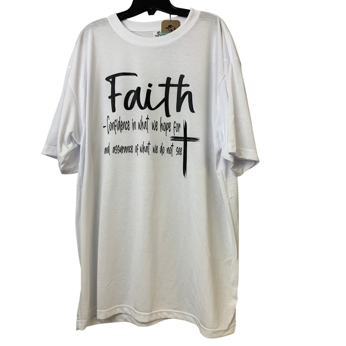 New Hand Printed Mens 2XL White Faith in Jesus Confidence What We Do Not See Tee