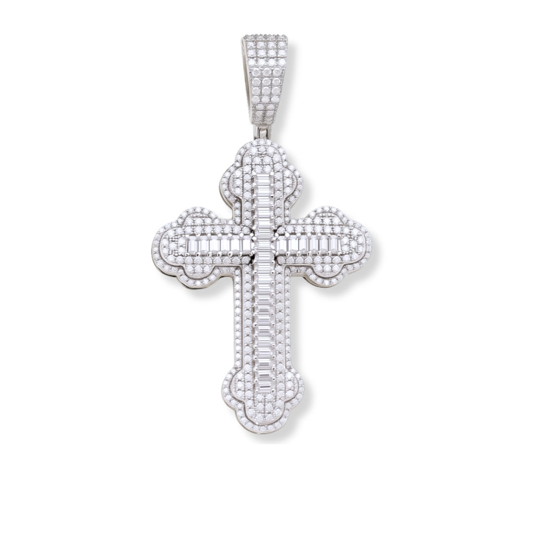 Moissanite Cross Pendant in 925 Sterling Silver