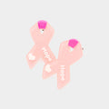Hope Message Glittered Pink Ribbon Stud Earrings