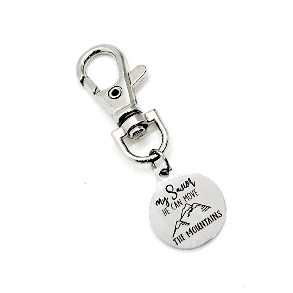 Bag Charm, My Savior He Can Move The Mountains Charm, Clip On Charm, Keychain Charm, Religious Gift, Christian Gift, Mustard Seed Faith Gift