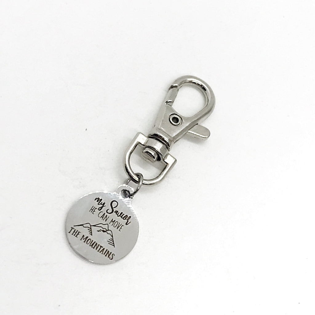 Bag Charm, My Savior He Can Move The Mountains Charm, Clip On Charm, Keychain Charm, Religious Gift, Christian Gift, Mustard Seed Faith Gift
