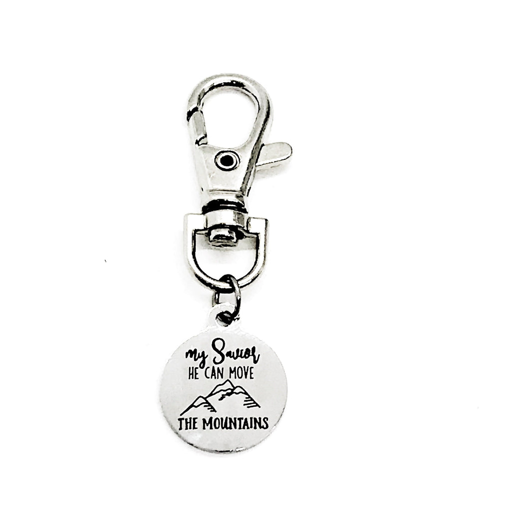 Bag Charm, My Savior He Can Move The Mountains Charm, Clip On Charm, Keychain Charm, Religious Gift, Christian Gift, Mustard Seed Faith Gift