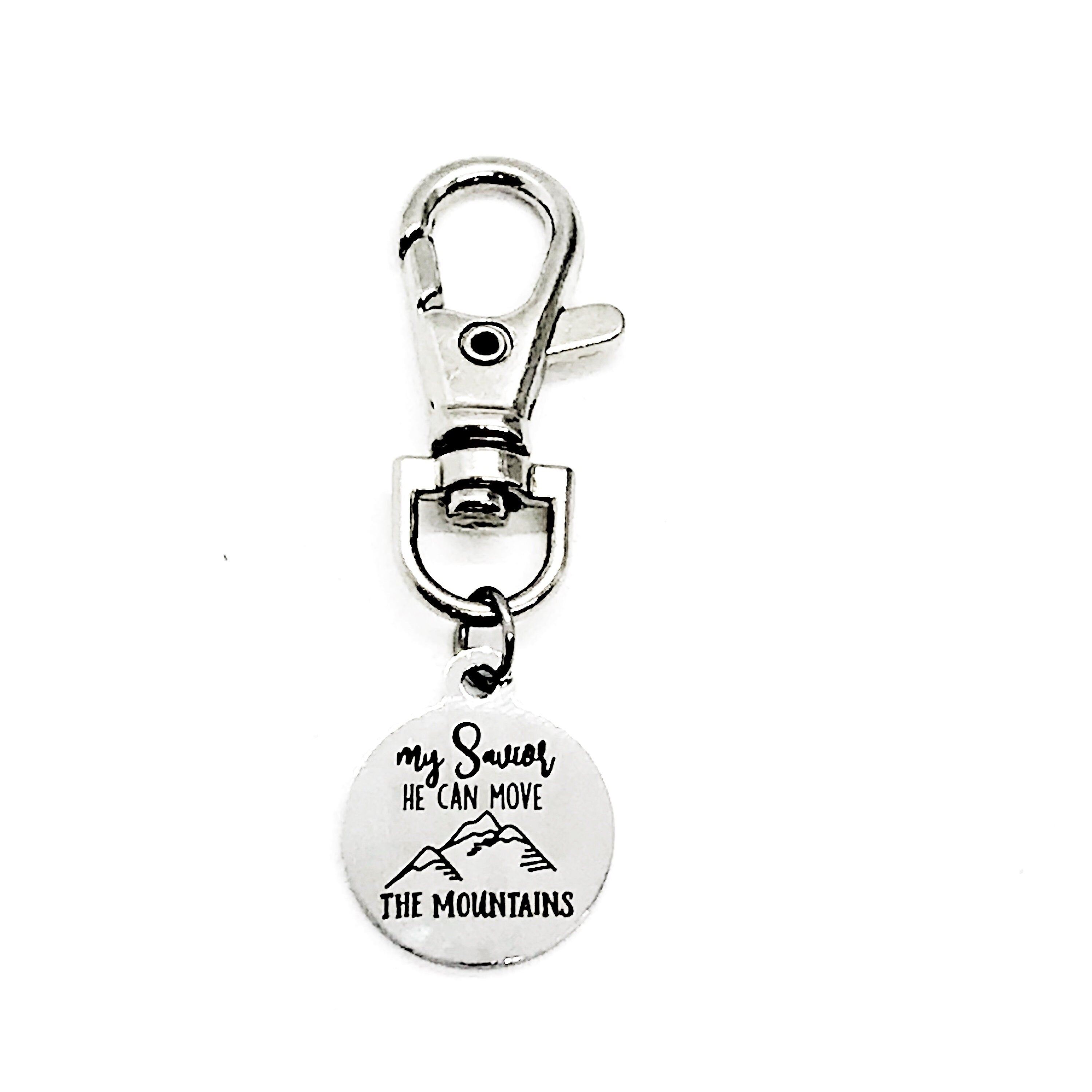 Bag Charm, My Savior He Can Move The Mountains Charm, Clip On Charm, Keychain Charm, Religious Gift, Christian Gift, Mustard Seed Faith Gift