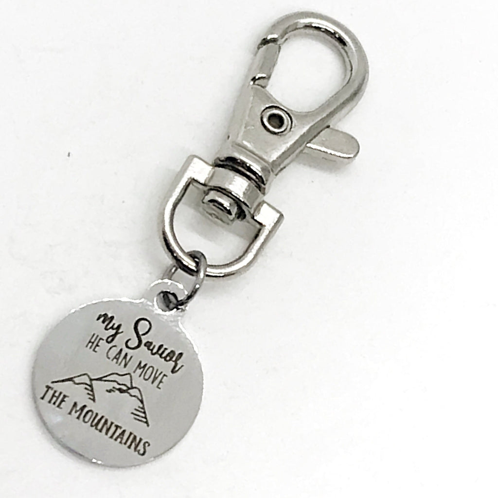 Bag Charm, My Savior He Can Move The Mountains Charm, Clip On Charm, Keychain Charm, Religious Gift, Christian Gift, Mustard Seed Faith Gift