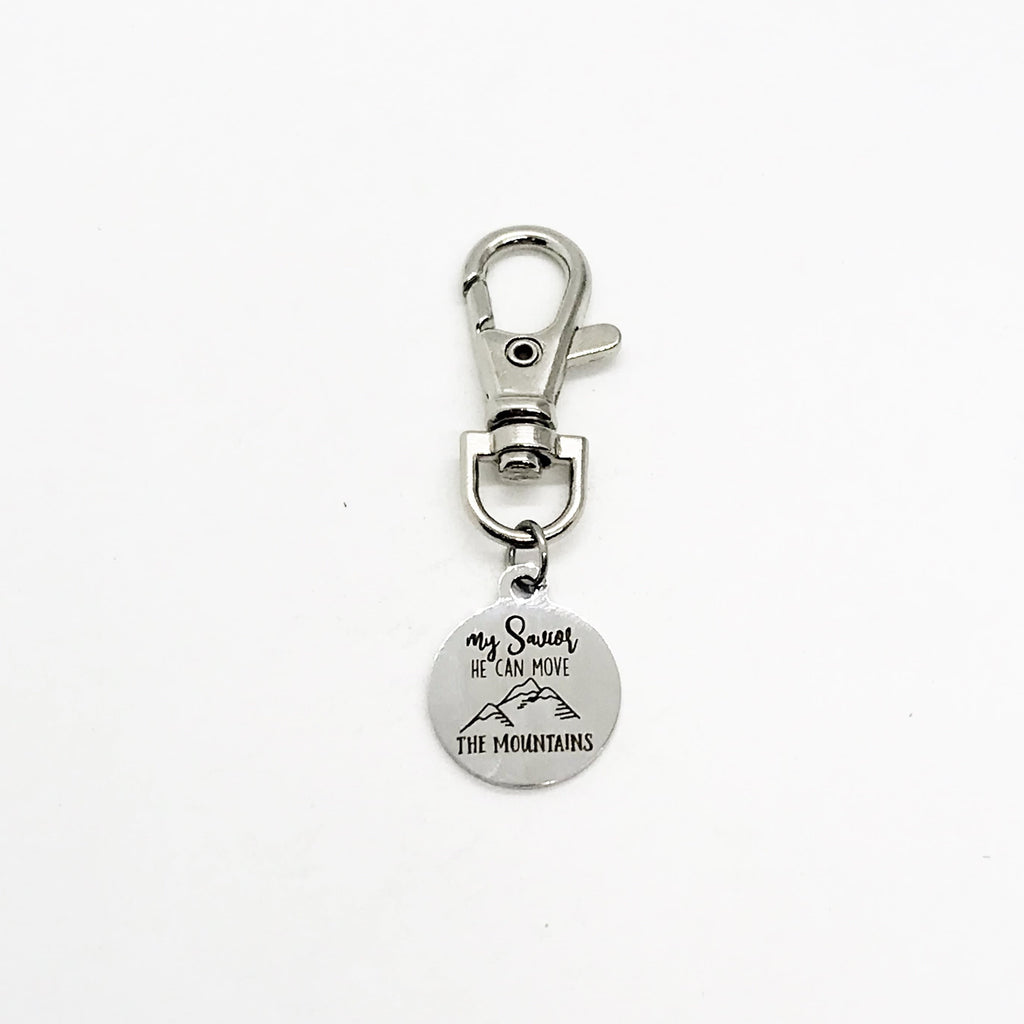 Bag Charm, My Savior He Can Move The Mountains Charm, Clip On Charm, Keychain Charm, Religious Gift, Christian Gift, Mustard Seed Faith Gift