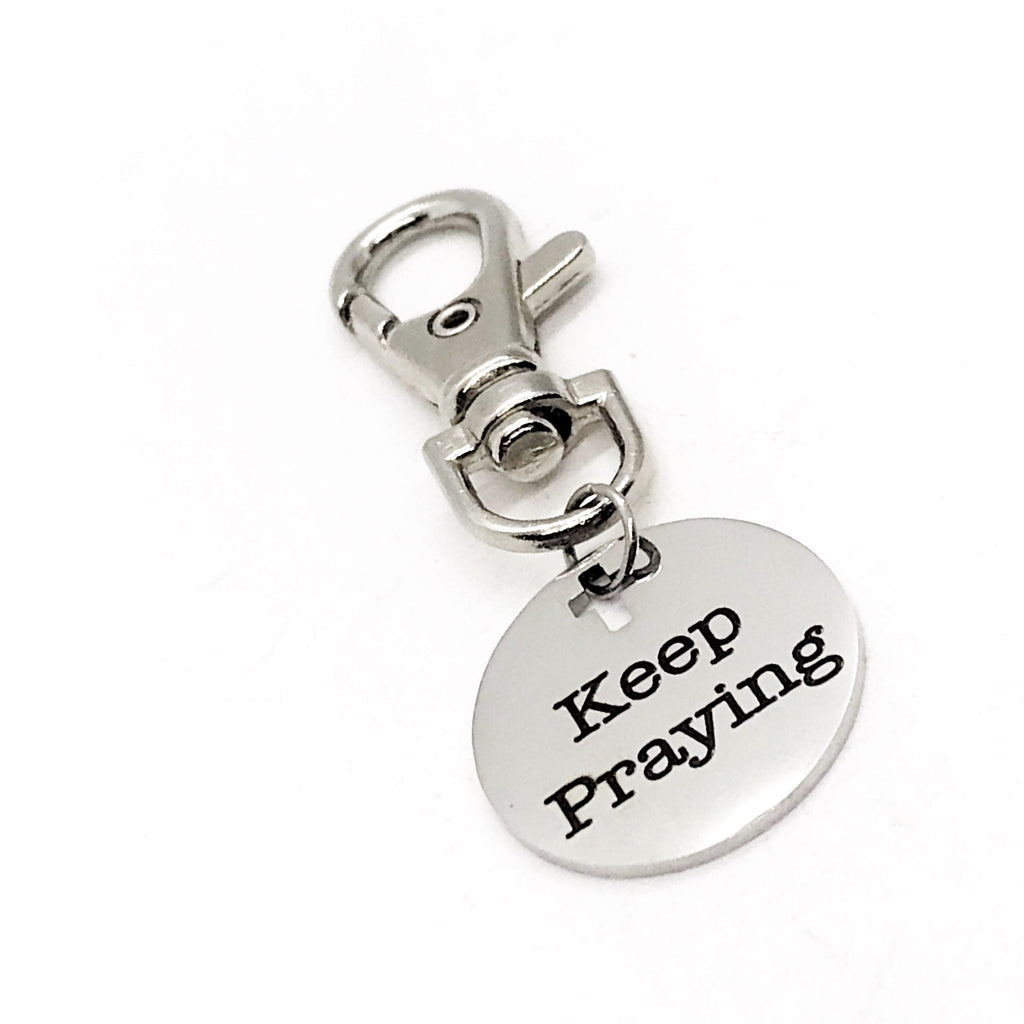 Bag Charm, Keep Praying Bag Clip, Prayer Circle Gifts, Prayer Group Gifts, Christian Gift, Faith Gift, Back Pack Charm, Purse Charm