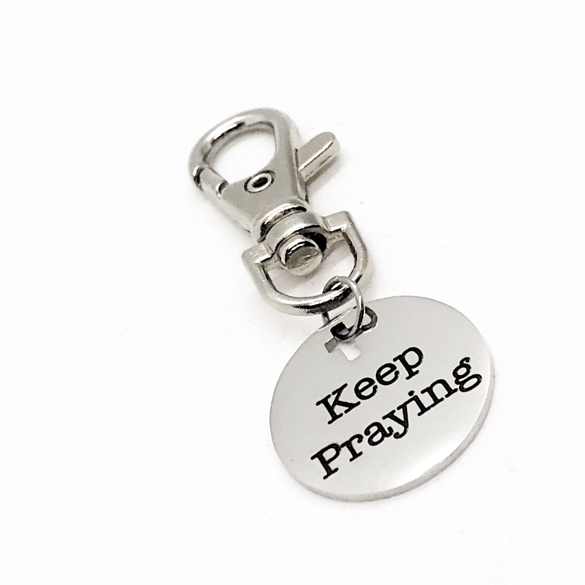 Bag Charm, Keep Praying Bag Clip, Prayer Circle Gifts, Prayer Group Gifts, Christian Gift, Faith Gift, Back Pack Charm, Purse Charm