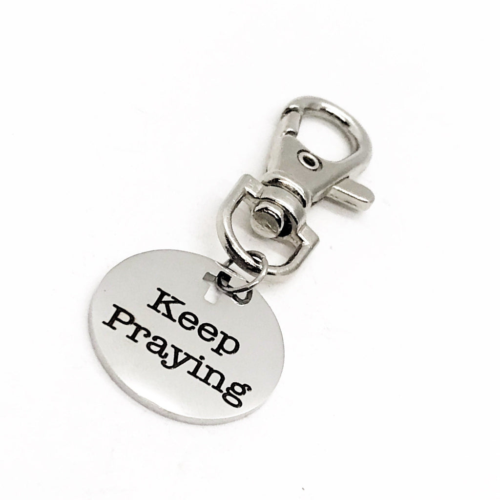 Bag Charm, Keep Praying Bag Clip, Prayer Circle Gifts, Prayer Group Gifts, Christian Gift, Faith Gift, Back Pack Charm, Purse Charm