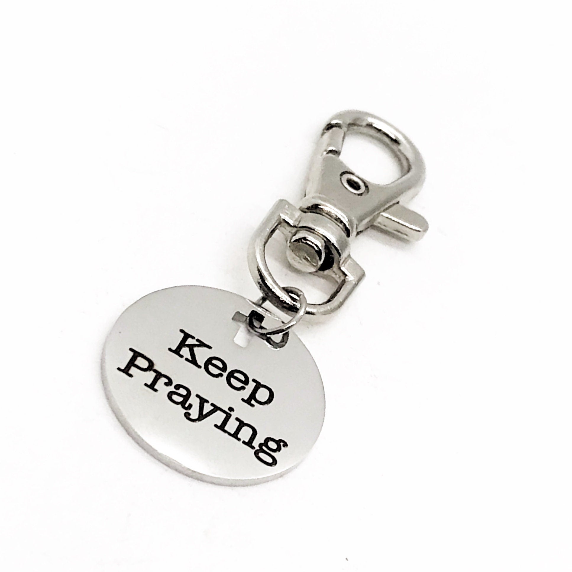 Bag Charm, Keep Praying Bag Clip, Prayer Circle Gifts, Prayer Group Gifts, Christian Gift, Faith Gift, Back Pack Charm, Purse Charm