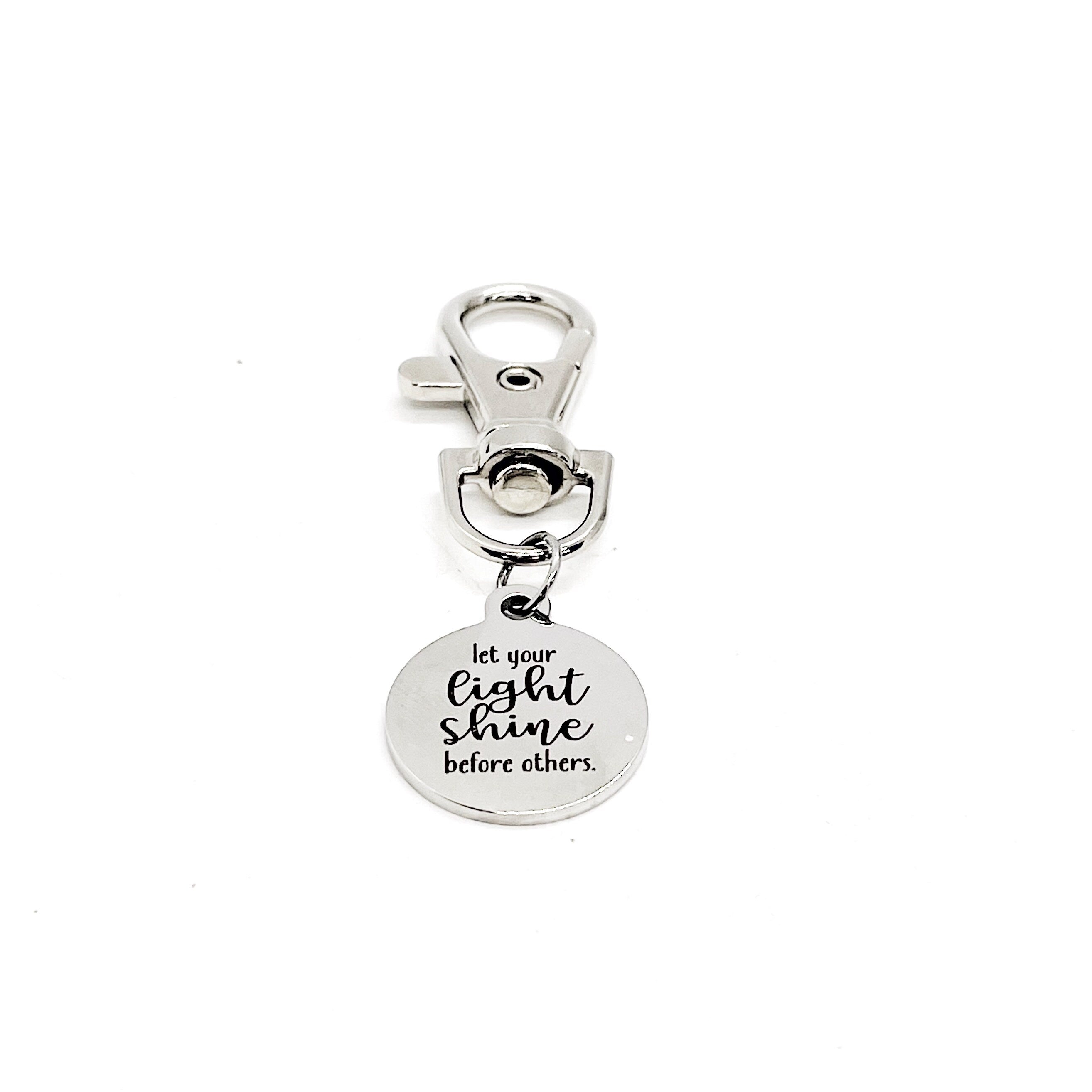 Let Your Light Shine Before Others Charm, Matthew 5 16 Charm, Bag Charm, Tote Charm, Clip On Charm, Keychain Charm, Faith Gift