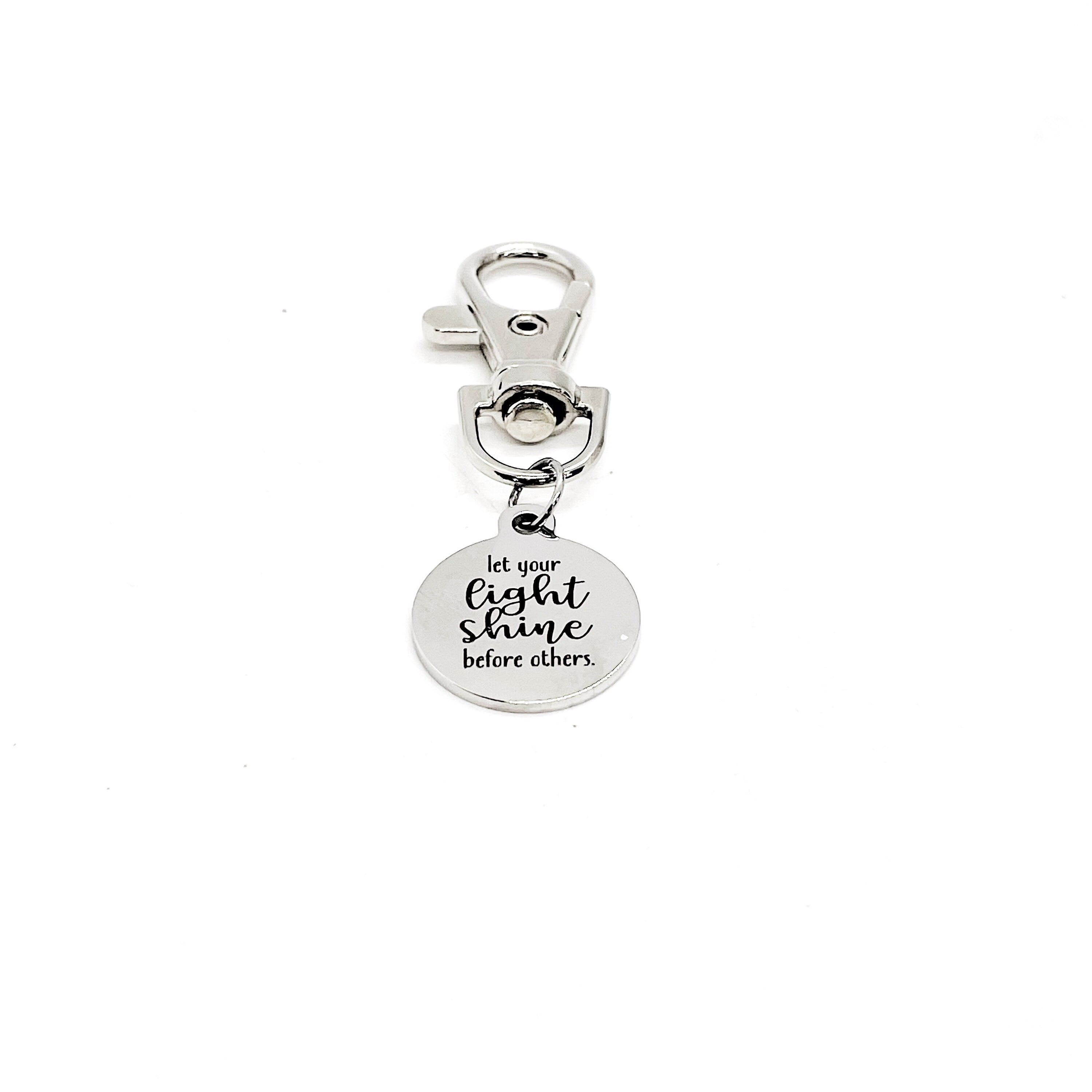 Let Your Light Shine Before Others Charm, Matthew 5 16 Charm, Bag Charm, Tote Charm, Clip On Charm, Keychain Charm, Faith Gift